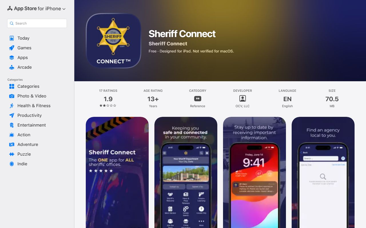 Kentucky Sheriff Connect Apple App Store listing
