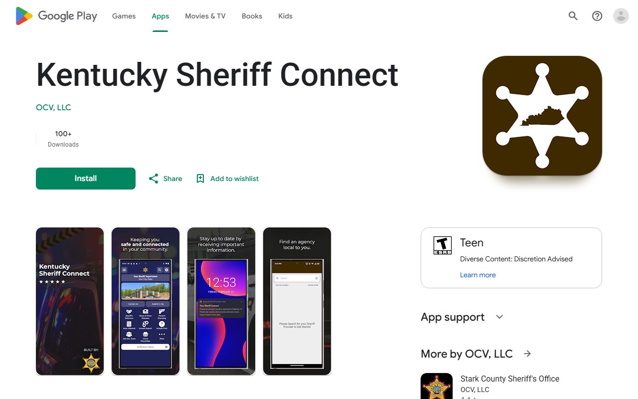 Kentucky Sheriff Connect Google Play listing