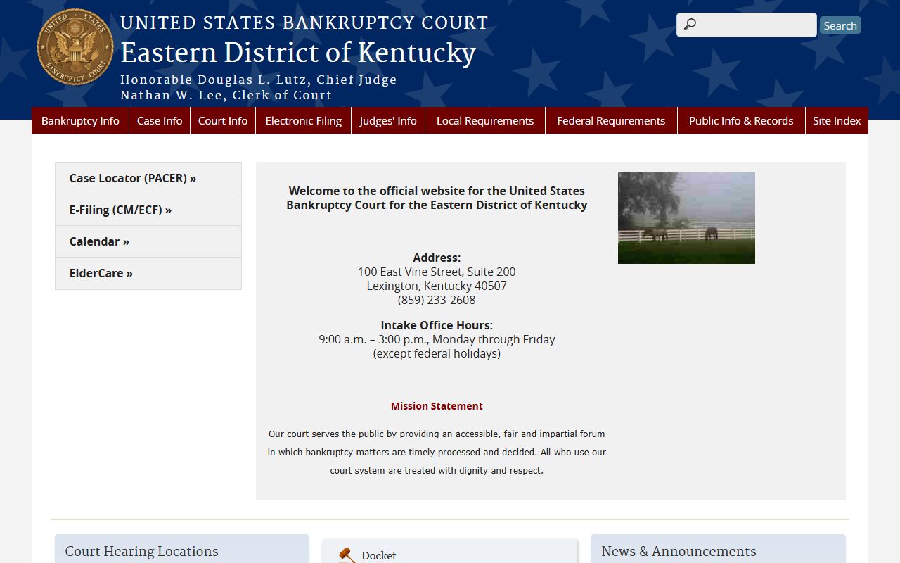 Eastern District of Kentucky Bankruptcy Court website