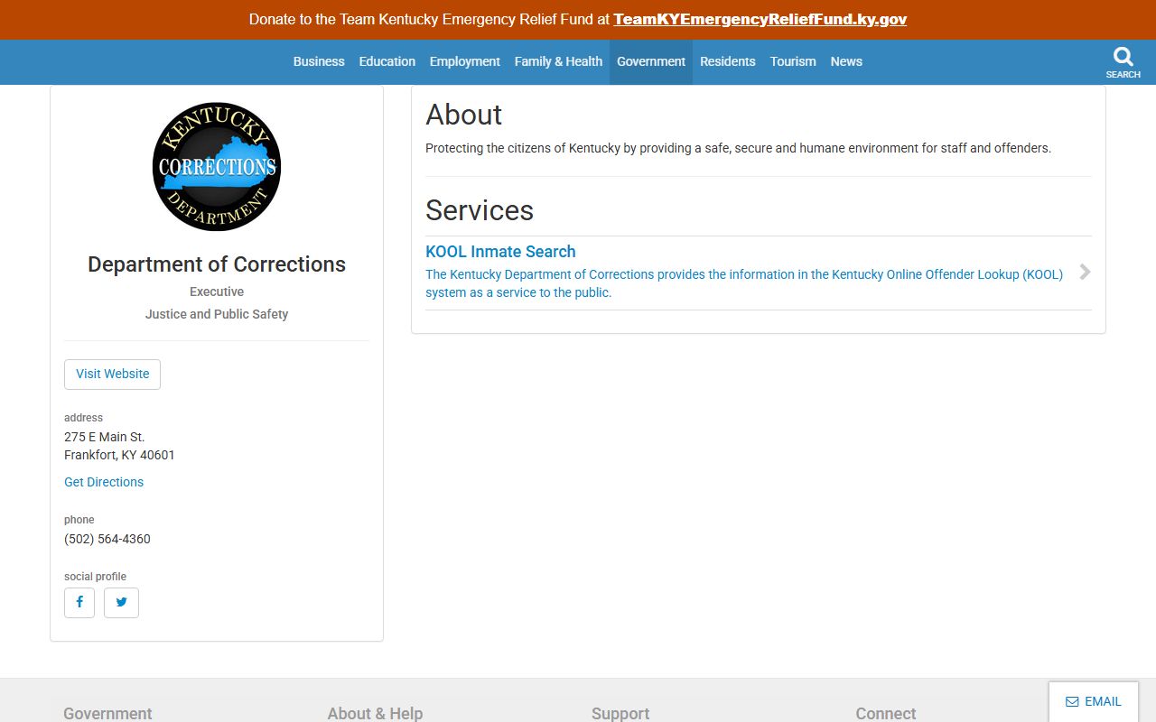 Owen County inmate records Kentucky Department of Corrections profile