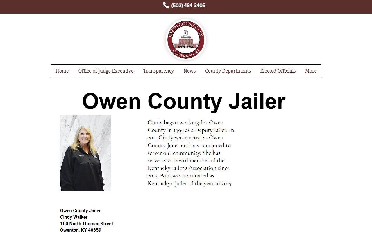 Owen County inmate records Jailer office information