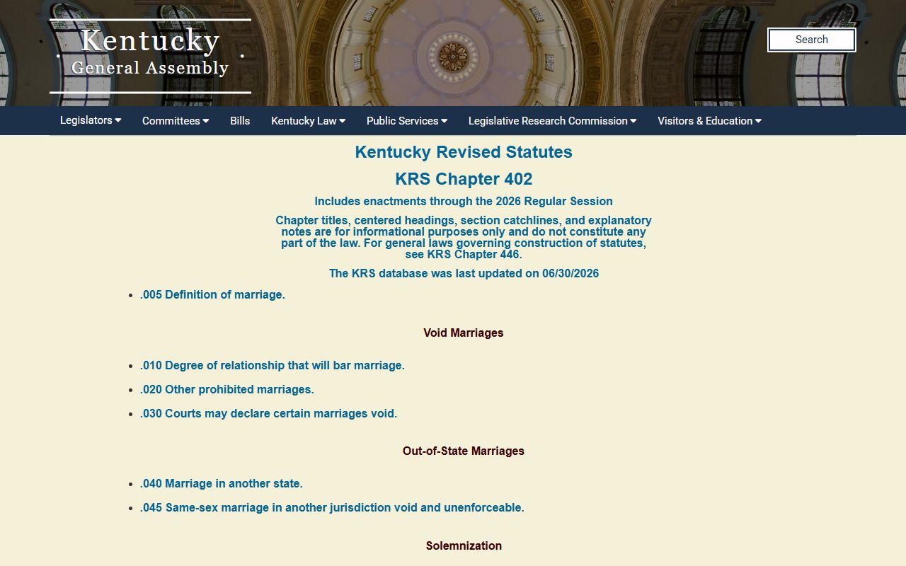 Owen County marriage records KRS Chapter 402 licensing statutes
