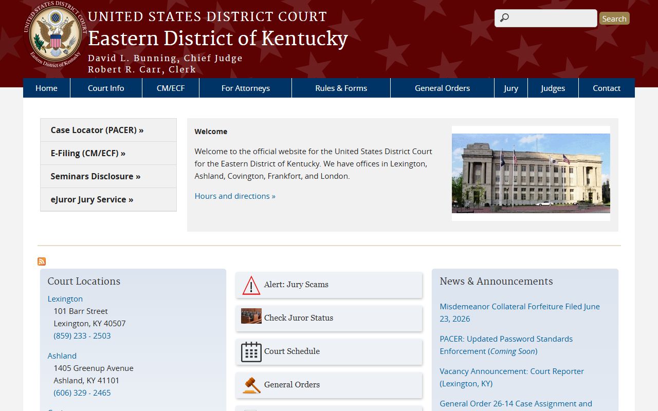 Owen County traffic court records Eastern District of Kentucky federal court